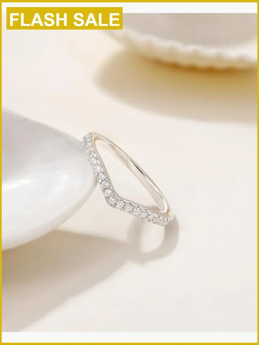 Cubic Zirconia V Shape Eternity Band Stacking Ring Size 6